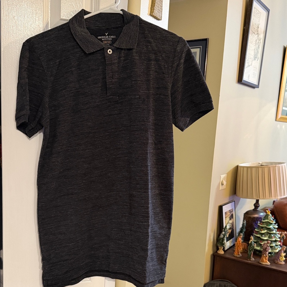 American Eagle Outfitters Men's Charcoal Polo Shirt